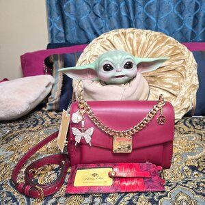 Michael Kors Lita Medium Leather Crossbody Bag Mulberry and wallet NWT